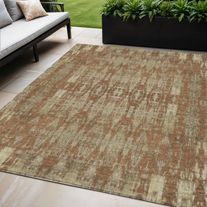 Homeroots 3' Stylish Beige And Tan Moroccan Washable Area Rug For Indoor Or Outdoor Spaces, Durable Design 5' X 8' Polyester 577212