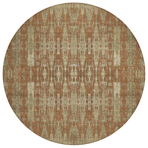 HomeRoots 5' Moroccan Washable Area Rug in Orange, Taupe & Beige - Stylish Indoor/Outdoor Decor Choice! 8' Round 577213
