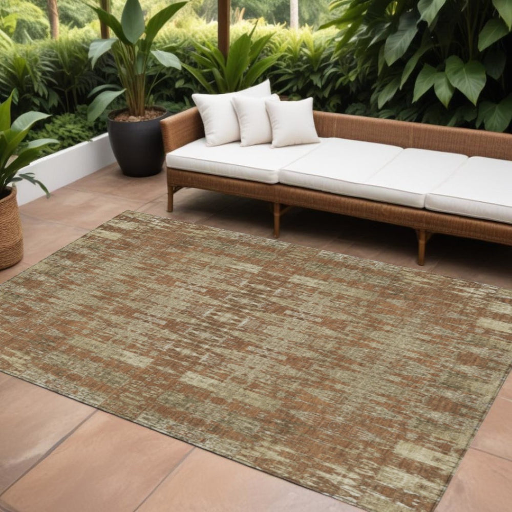 HomeRoots 5' Moroccan Washable Area Rug in Orange, Taupe & Beige - Stylish Indoor/Outdoor Decor Choice! 8' X 10' 577214
