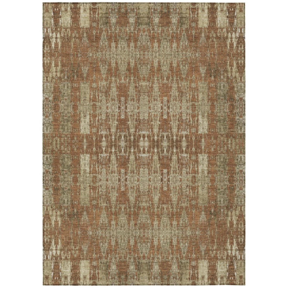 HomeRoots 5' Moroccan Washable Area Rug in Orange, Taupe & Beige - Stylish Indoor/Outdoor Decor Choice! 8' X 10' 577214