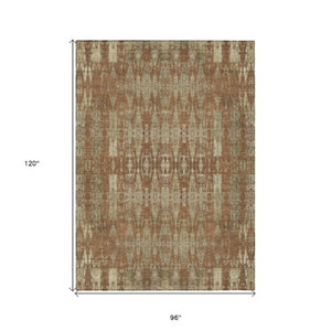Homeroots 3' Stylish Beige And Tan Moroccan Washable Area Rug For Indoor Or Outdoor Spaces, Durable Design 8' X 10' Polyester 577214