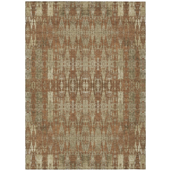 HomeRoots 9' Moroccan Washable Area Rug in Elegant Orange, Taupe & Beige - Perfect for Indoor & Outdoor Spaces 9' X 12' 577215