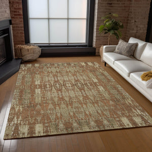 Homeroots 3' Stylish Beige And Tan Moroccan Washable Area Rug For Indoor Or Outdoor Spaces, Durable Design 9' X 12' Polyester 577215