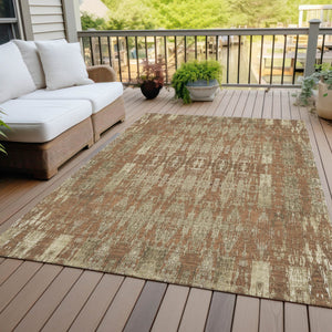 Homeroots 3' Stylish Beige And Tan Moroccan Washable Area Rug For Indoor Or Outdoor Spaces, Durable Design 10' X 14' Polyester 577216
