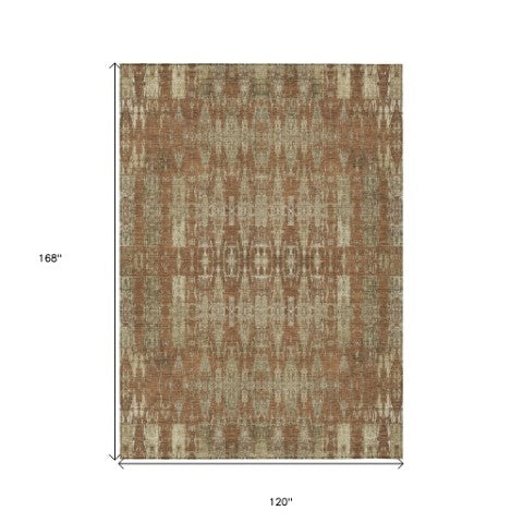 Homeroots 3' Stylish Beige And Tan Moroccan Washable Area Rug For Indoor Or Outdoor Spaces, Durable Design 10' X 14' Polyester 577216