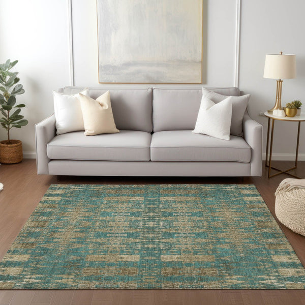 Homeroots 3' Stylish Beige And Tan Moroccan Washable Area Rug For Indoor Or Outdoor Spaces, Durable Design 3' X 5' Polyester 577217