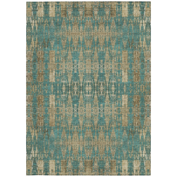 Homeroots 3' Stylish Beige And Tan Moroccan Washable Area Rug For Indoor Or Outdoor Spaces, Durable Design 5' X 8' Polyester 577218