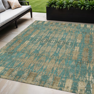 Homeroots 3' Stylish Beige And Tan Moroccan Washable Area Rug For Indoor Or Outdoor Spaces, Durable Design 5' X 8' Polyester 577218