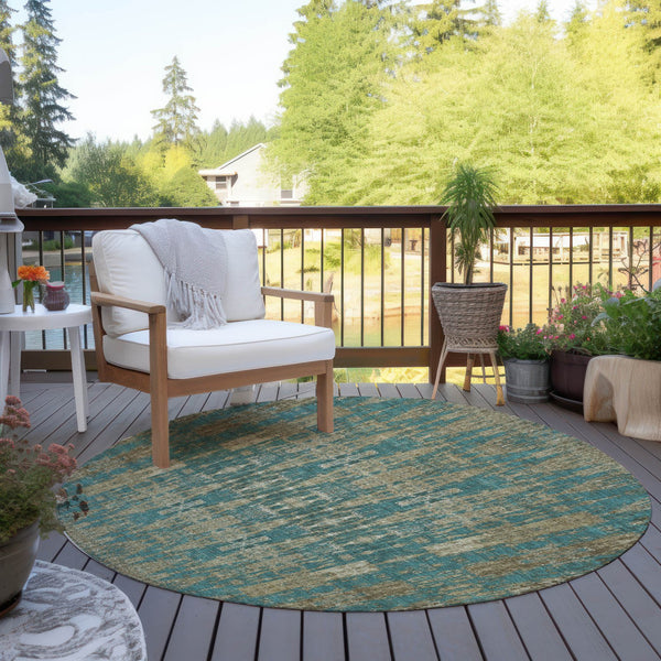 Homeroots 3' Stylish Beige And Tan Moroccan Washable Area Rug For Indoor Or Outdoor Spaces, Durable Design 8' Round Polyester 577219