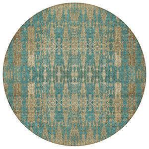 Homeroots 3' Stylish Beige And Tan Moroccan Washable Area Rug For Indoor Or Outdoor Spaces, Durable Design 8' Round Polyester 577219
