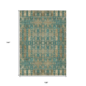 Homeroots 3' Stylish Beige And Tan Moroccan Washable Area Rug For Indoor Or Outdoor Spaces, Durable Design 9' X 12' Polyester 577221