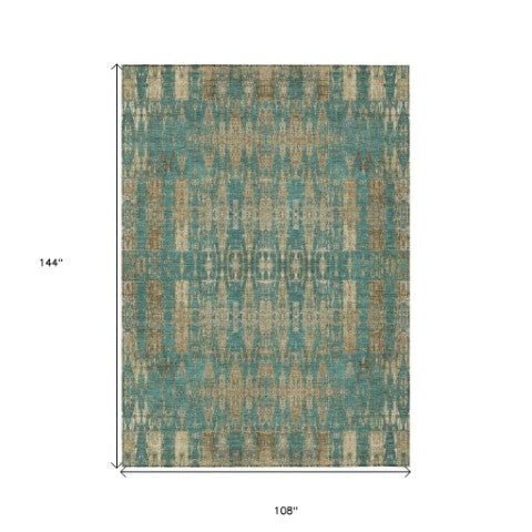 Homeroots 3' Stylish Beige And Tan Moroccan Washable Area Rug For Indoor Or Outdoor Spaces, Durable Design 9' X 12' Polyester 577221