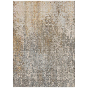 Homeroots 3' Beige Gray Taupe Abstract Washable Area Rug - Stylish Indoor Outdoor Decor For Any Space 5' X 8' Polyester 577224
