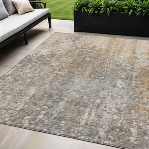 Homeroots 3' Beige Gray Taupe Abstract Washable Area Rug - Stylish Indoor Outdoor Decor For Any Space 5' X 8' Polyester 577224