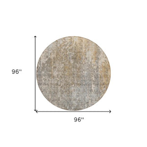 Homeroots 3' Beige Gray Taupe Abstract Washable Area Rug - Stylish Indoor Outdoor Decor For Any Space 8' Round Polyester 577225