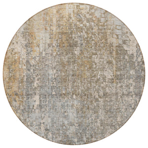 Homeroots 3' Beige Gray Taupe Abstract Washable Area Rug - Stylish Indoor Outdoor Decor For Any Space 8' Round Polyester 577225