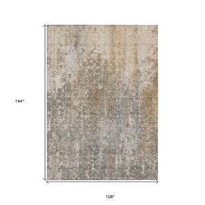 Homeroots 3' Beige Gray Taupe Abstract Washable Area Rug - Stylish Indoor Outdoor Decor For Any Space 9' X 12' Polyester 577227