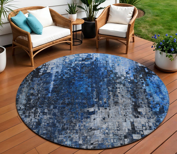 Homeroots 3' Beige Gray Taupe Abstract Washable Area Rug - Stylish Indoor Outdoor Decor For Any Space 8' Round Polyester 577231