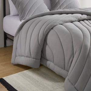 English Elm 3 Pcs King/Cal King Soft Gray Poly Jersey Comforter Set With Antimicrobial Treatment & Shams B035P319902