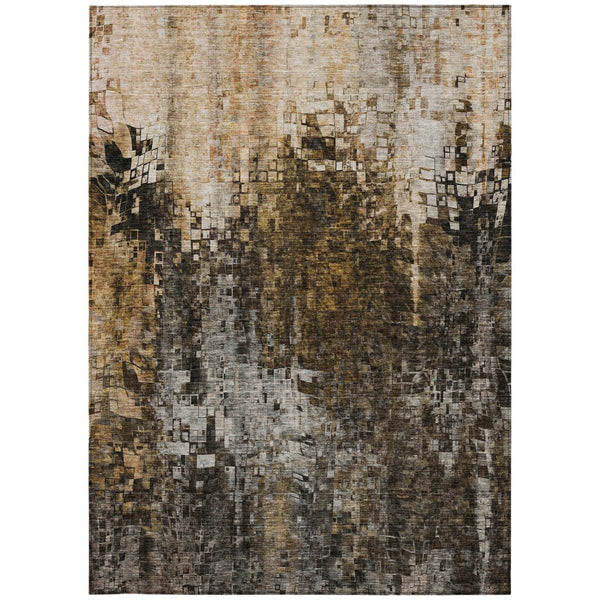 Homeroots 3' Beige Gray Taupe Abstract Washable Area Rug - Stylish Indoor Outdoor Decor For Any Space 9' X 12' Polyester 577239
