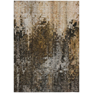 HomeRoots 9' Brown and Copper Abstract Area Rug - Stylish, Washable Design for Indoor and Outdoor Spaces 9' X 12' 577239