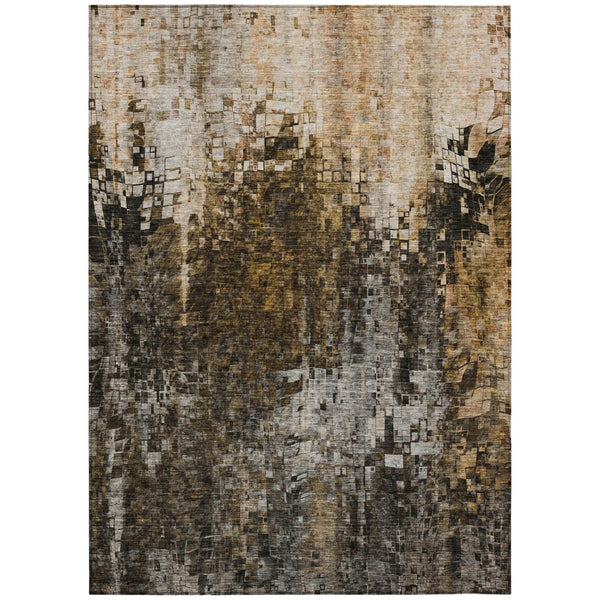HomeRoots 9' Brown and Copper Abstract Area Rug - Stylish, Washable Design for Indoor and Outdoor Spaces 9' X 12' 577239