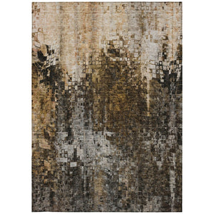 HomeRoots 5' Brown and Copper Abstract Area Rug - Stylish, Washable, Durable for Indoor and Outdoor Spaces 10' X 14' 577240