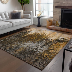 Homeroots 3' Beige Gray Taupe Abstract Washable Area Rug - Stylish Indoor Outdoor Decor For Any Space 10' X 14' Polyester 577240