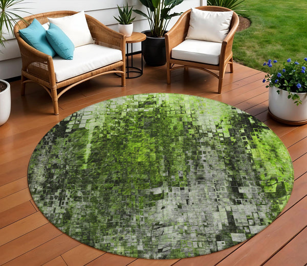 Homeroots 3' Beige Gray Taupe Abstract Washable Area Rug - Stylish Indoor Outdoor Decor For Any Space 8' Round Polyester 577243