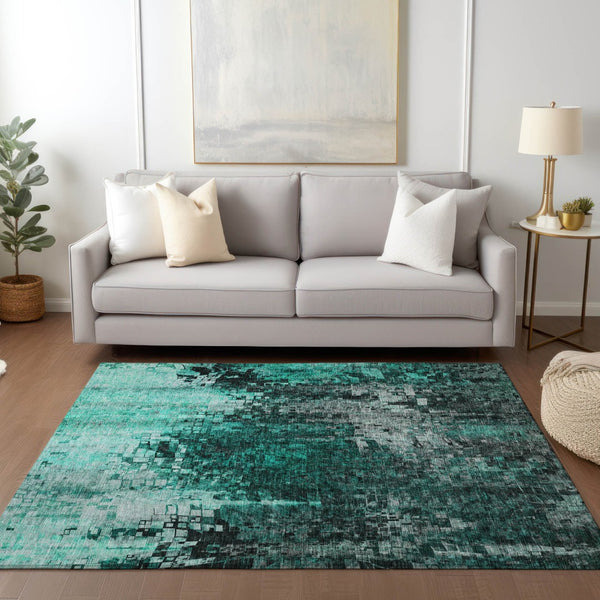 Homeroots 3' Beige Gray Taupe Abstract Washable Area Rug - Stylish Indoor Outdoor Decor For Any Space 3' X 5' Polyester 577247