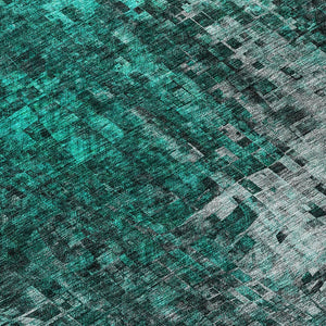 HomeRoots 5' Modern Teal Blue Aqua and Gray Abstract Indoor Outdoor Area Rug - Durable, Washable, Versatile Design 8' X 10' 577250