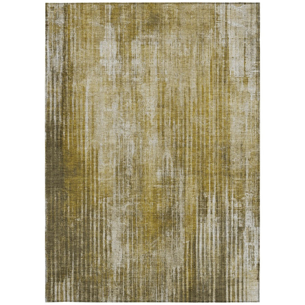Homeroots 3' Stylish Brown Ivory Taupe Striped Washable Area Rug - Perfect For Indoor & Outdoor Spaces! 5' X 8' Polyester 577254