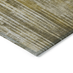 Homeroots 3' Stylish Brown Ivory Taupe Striped Washable Area Rug - Perfect For Indoor & Outdoor Spaces! 5' X 8' Polyester 577254