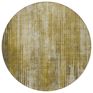 Homeroots 3' Stylish Brown Ivory Taupe Striped Washable Area Rug - Perfect For Indoor & Outdoor Spaces! 8' Round Polyester 577255