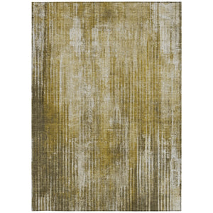 Homeroots 3' Stylish Brown Ivory Taupe Striped Washable Area Rug - Perfect For Indoor & Outdoor Spaces! 10' X 14' Polyester 577258