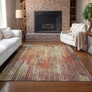 Homeroots 3' Stylish Brown Ivory Taupe Striped Washable Area Rug - Perfect For Indoor & Outdoor Spaces! 3' X 5' Polyester 577259