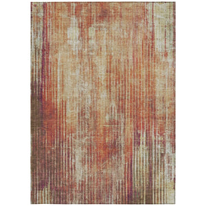 Homeroots 3' Stylish Brown Ivory Taupe Striped Washable Area Rug - Perfect For Indoor & Outdoor Spaces! 5' X 8' Polyester 577260