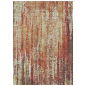 HomeRoots 9' Durable Striped Indoor Outdoor Area Rug in Orange, Beige, and Taupe – Easy Care, Kid & Pet Friendly 9' X 12' 577263