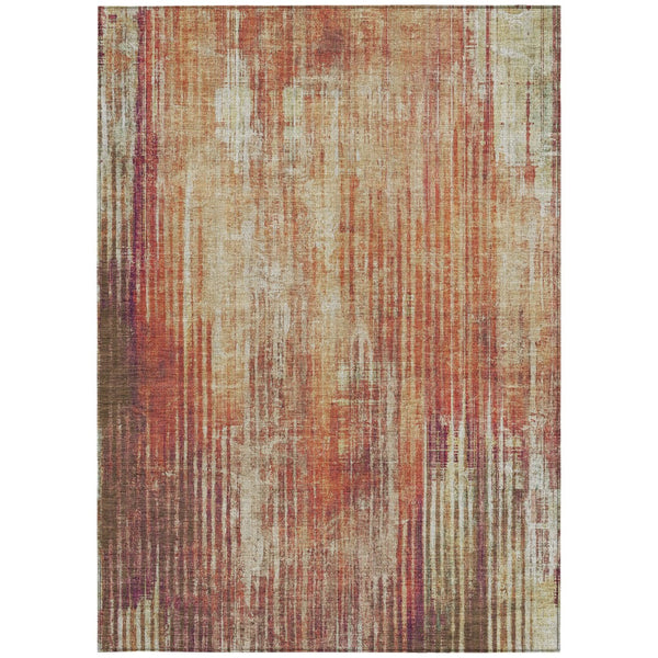 Homeroots 3' Stylish Brown Ivory Taupe Striped Washable Area Rug - Perfect For Indoor & Outdoor Spaces! 10' X 14' Polyester 577264