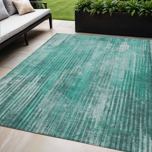 Homeroots 3' Stylish Brown Ivory Taupe Striped Washable Area Rug - Perfect For Indoor & Outdoor Spaces! 5' X 8' Polyester 577266