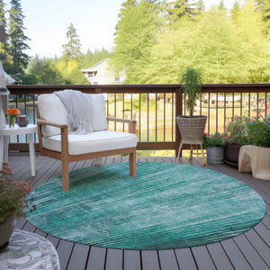 Homeroots 3' Stylish Brown Ivory Taupe Striped Washable Area Rug - Perfect For Indoor & Outdoor Spaces! 8' Round Polyester 577267