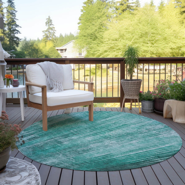 Homeroots 3' Stylish Brown Ivory Taupe Striped Washable Area Rug - Perfect For Indoor & Outdoor Spaces! 8' Round Polyester 577267