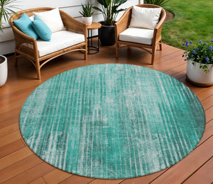 Homeroots 3' Stylish Brown Ivory Taupe Striped Washable Area Rug - Perfect For Indoor & Outdoor Spaces! 8' Round Polyester 577267