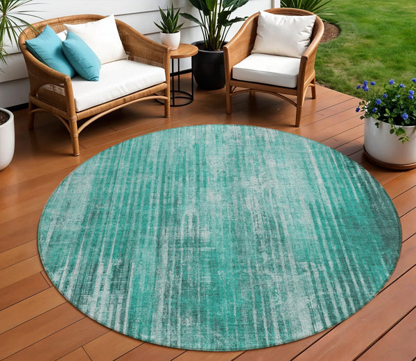 Homeroots 3' Stylish Brown Ivory Taupe Striped Washable Area Rug - Perfect For Indoor & Outdoor Spaces! 8' Round Polyester 577267