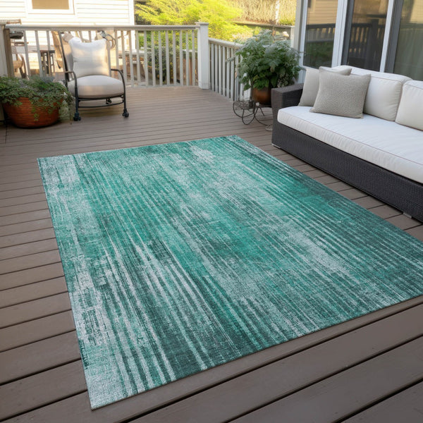 Homeroots 3' Stylish Brown Ivory Taupe Striped Washable Area Rug - Perfect For Indoor & Outdoor Spaces! 9' X 12' Polyester 577269