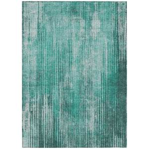 HomeRoots 5' Striped Teal Blue Aqua and Gray Area Rug - Stylish, Durable, Washable for Indoor and Outdoor Spaces 10' X 14' 577270
