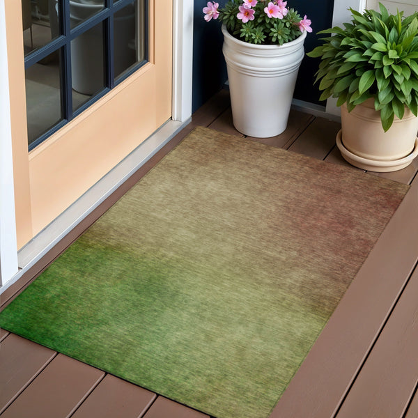 Homeroots 3' Blush Taupe And Green Ombre Washable Area Rug For Indoor And Outdoor Spaces – Stylish And Durable! 3' X 5' Polyester 577271