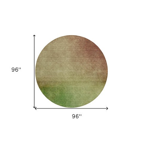 Homeroots 3' Blush Taupe And Green Ombre Washable Area Rug For Indoor And Outdoor Spaces – Stylish And Durable! 8' Round Polyester 577273