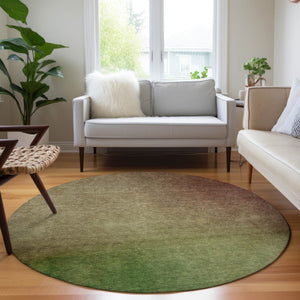 Homeroots 3' Blush Taupe And Green Ombre Washable Area Rug For Indoor And Outdoor Spaces – Stylish And Durable! 8' Round Polyester 577273