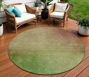 Homeroots 3' Blush Taupe And Green Ombre Washable Area Rug For Indoor And Outdoor Spaces – Stylish And Durable! 8' Round Polyester 577273